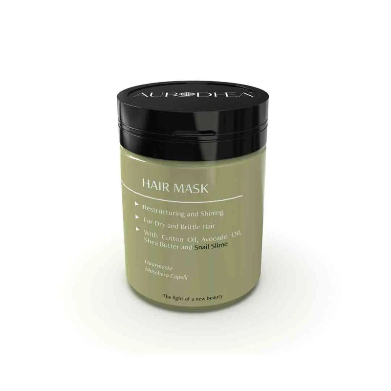 Aurodhea BV05B Haarmaske mit Schneckenschleim – 150 ml, nährende Haarpflege mit Panthenol, Sheabutter & pflanzlichen Ölen für trockenes Haar