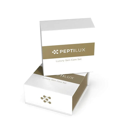 Peptilux LUXSET003 Luxury Serum Set – geöffnet mit Tagesserum & Nachtserum im Premium-Design